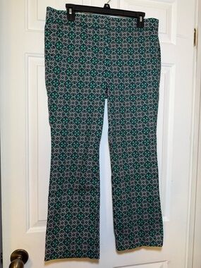 J. Crew Campbell Ankle Pants Sz 10 Wide Leg Celtic Knot Navy Pink & Green Preppy